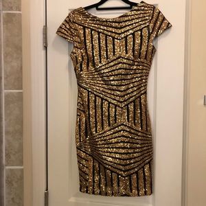 Black and Gold New Year’s Eve sequin dress